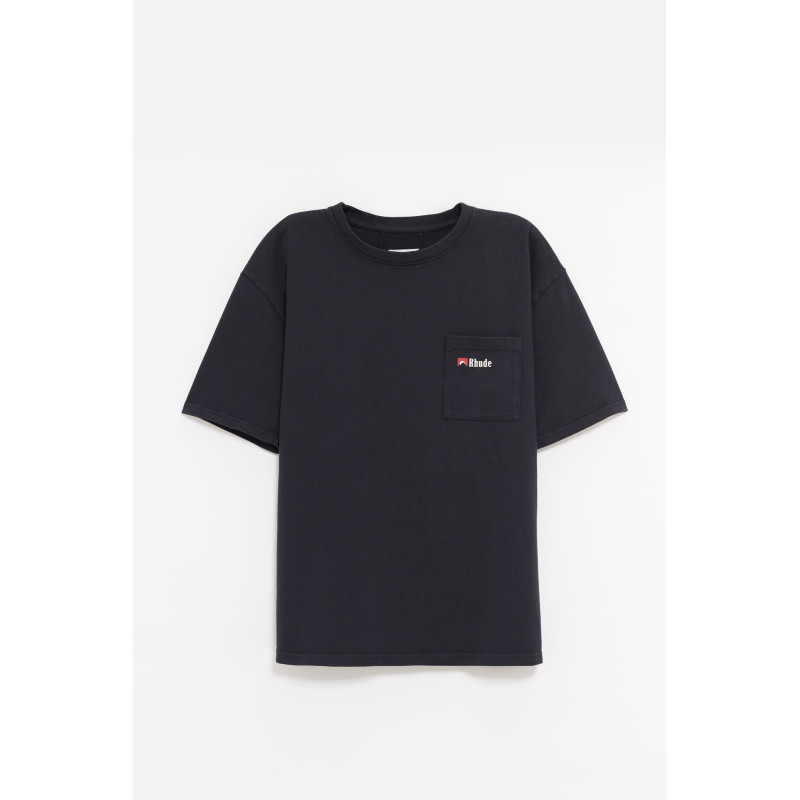 RHUDE VINTAGE BLACK MOONLIGHT WOLF POCKET T SHIRT
