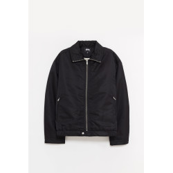 STUSSY BLACK PILE LINED ZIP JACKET