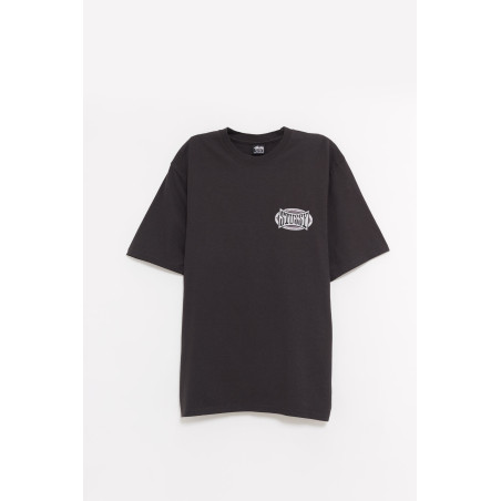STUSSY FADED BLACK CHAMPION OVAL PIG DYED T SHIRT