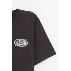 STUSSY FADED BLACK CHAMPION OVAL PIG DYED T SHIRT
