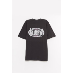 STUSSY FADED BLACK CHAMPION OVAL PIG DYED T SHIRT