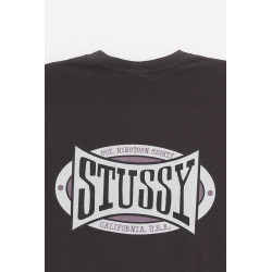 STUSSY FADED BLACK CHAMPION OVAL PIG DYED T SHIRT