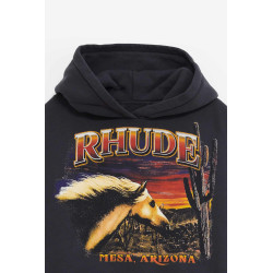 RHUDE VINTAGE BLACK MESA STALLION HOODIE