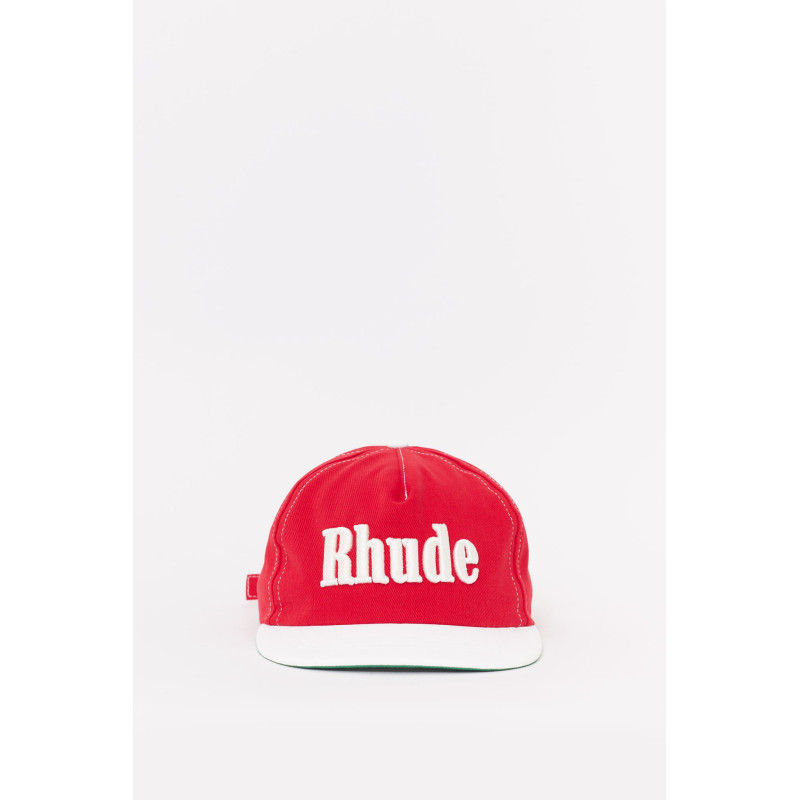 RHUDE RED WHITE CONTRAST LOGO HAT