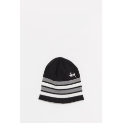 STUSSY BLACK SKULLCAP BASIC STRIPED BEANIE