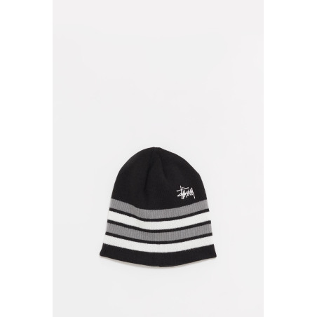 STUSSY BLACK SKULLCAP BASIC STRIPED BEANIE