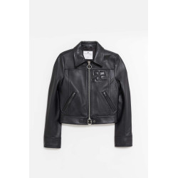 COURREGES BLACK ZIPPED ICONIC LEATHER JACKET