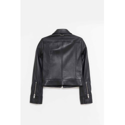 COURREGES BLACK ZIPPED ICONIC LEATHER JACKET