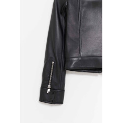 COURREGES BLACK ZIPPED ICONIC LEATHER JACKET