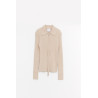 COURREGES DARK SAND DOUBLE ZIPPED RIB KNIT CARDIGAN