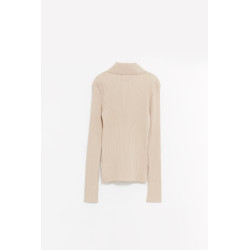 COURREGES DARK SAND DOUBLE ZIPPED RIB KNIT CARDIGAN