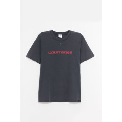 COURREGES STONEWASH GREY AC PRINTED STONE T SHIRT