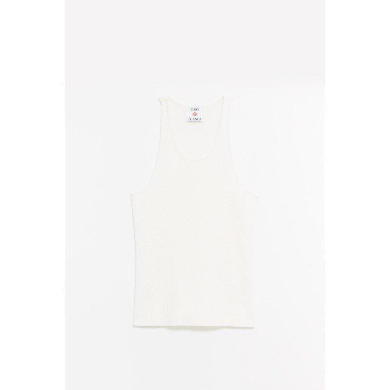 CASABLANCA WHITE BOUCLE RIBBED TANK TOP