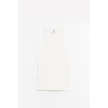 CASABLANCA WHITE BOUCLE RIBBED TANK TOP