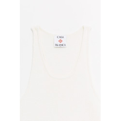 CASABLANCA WHITE BOUCLE RIBBED TANK TOP