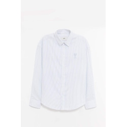 AMI WHITE BLUE BOXY FIT SHIRT