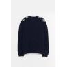 LOUVOIS NAVY CHAIN INTARSIA CARDIGAN