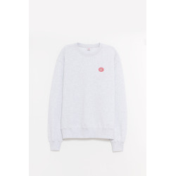 LOUVOIS MELANGE SMALL CHAIN CREST EMBROIDERY CREWNECK