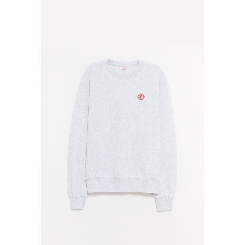 LOUVOIS MELANGE SMALL CHAIN CREST EMBROIDERY CREWNECK