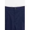 LOUVOIS NAVY PLEATED CHINO TROUSERS