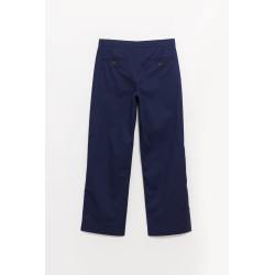 LOUVOIS NAVY PLEATED CHINO TROUSERS