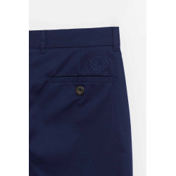LOUVOIS NAVY PLEATED CHINO TROUSERS