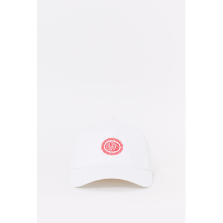 LOUVOIS WHITE RED CHAIN CREST HAT
