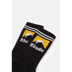 RHUDE BLACK STRIPED MOONLIGHT SOCKS