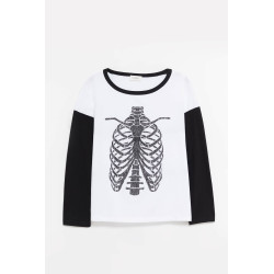 SECOND LAYER WHITE BLACK SHRINE BBALL LS T SHIRT