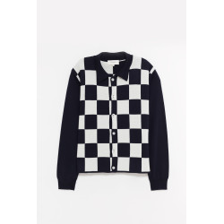 SECOND LAYER BLUE WHITE LALO BUTTON DOWN CARDIGAN