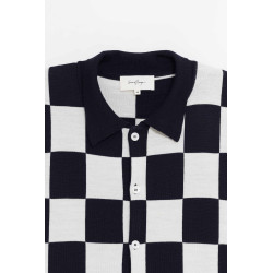 SECOND LAYER BLUE WHITE LALO BUTTON DOWN CARDIGAN