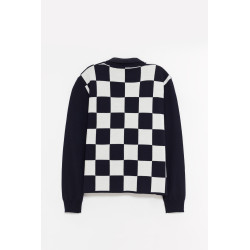 SECOND LAYER BLUE WHITE LALO BUTTON DOWN CARDIGAN