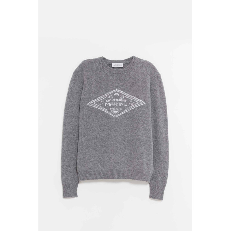 MARINE SERRE DARK GREY CLEAN WOOL KNIT CREWNECK