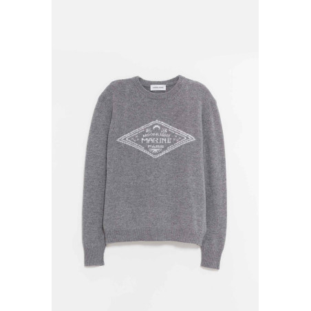 MARINE SERRE DARK GREY CLEAN WOOL KNIT CREWNECK