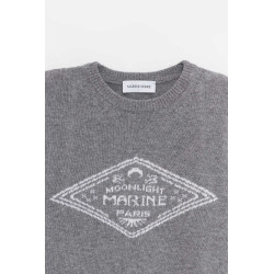 MARINE SERRE DARK GREY CLEAN WOOL KNIT CREWNECK