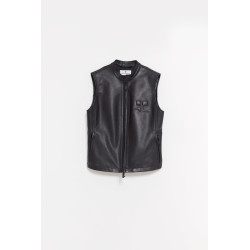 COURREGES BLACK CITY SHADOW LEATHER VEST
