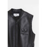 COURREGES BLACK CITY SHADOW LEATHER VEST