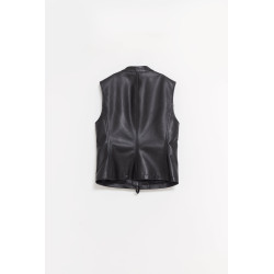 COURREGES BLACK CITY SHADOW LEATHER VEST
