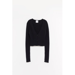 COURREGES BLACK SOLAR LIGHT RIB CARDIGAN