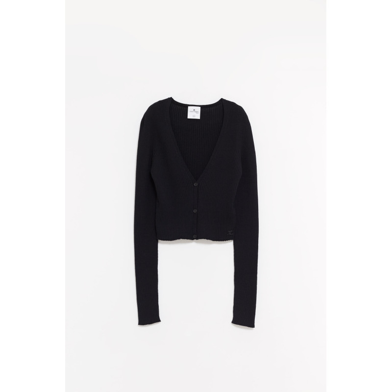 COURREGES BLACK SOLAR LIGHT RIB CARDIGAN