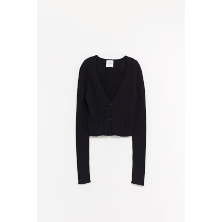 COURREGES BLACK SOLAR LIGHT RIB CARDIGAN