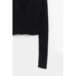 COURREGES BLACK SOLAR LIGHT RIB CARDIGAN
