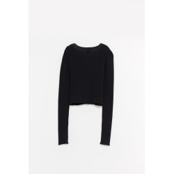 COURREGES BLACK SOLAR LIGHT RIB CARDIGAN