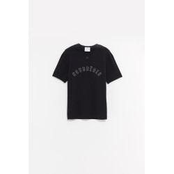 COURREGES BLACK MEDUSA CONTRAST T SHIRT