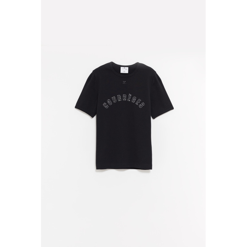 COURREGES BLACK MEDUSA CONTRAST T SHIRT