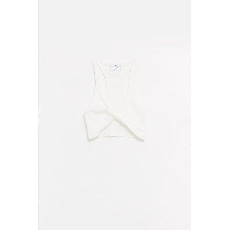 COURREGES HERITAGE WHITE TWIST CROP TOP