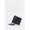 COURREGES BLACK OBLIQUE WEDGED LEATHER SANDALS