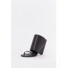 COURREGES BLACK OBLIQUE WEDGED LEATHER SANDALS