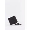 COURREGES BLACK OBLIQUE WEDGED LEATHER SANDALS