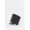 COURREGES BLACK OBLIQUE WEDGED LEATHER SANDALS